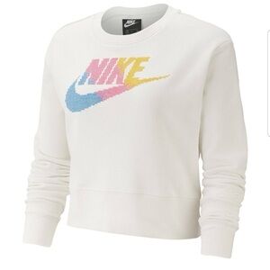 L Nike Women's Off-White Sweatshirt with Multicolor Logo